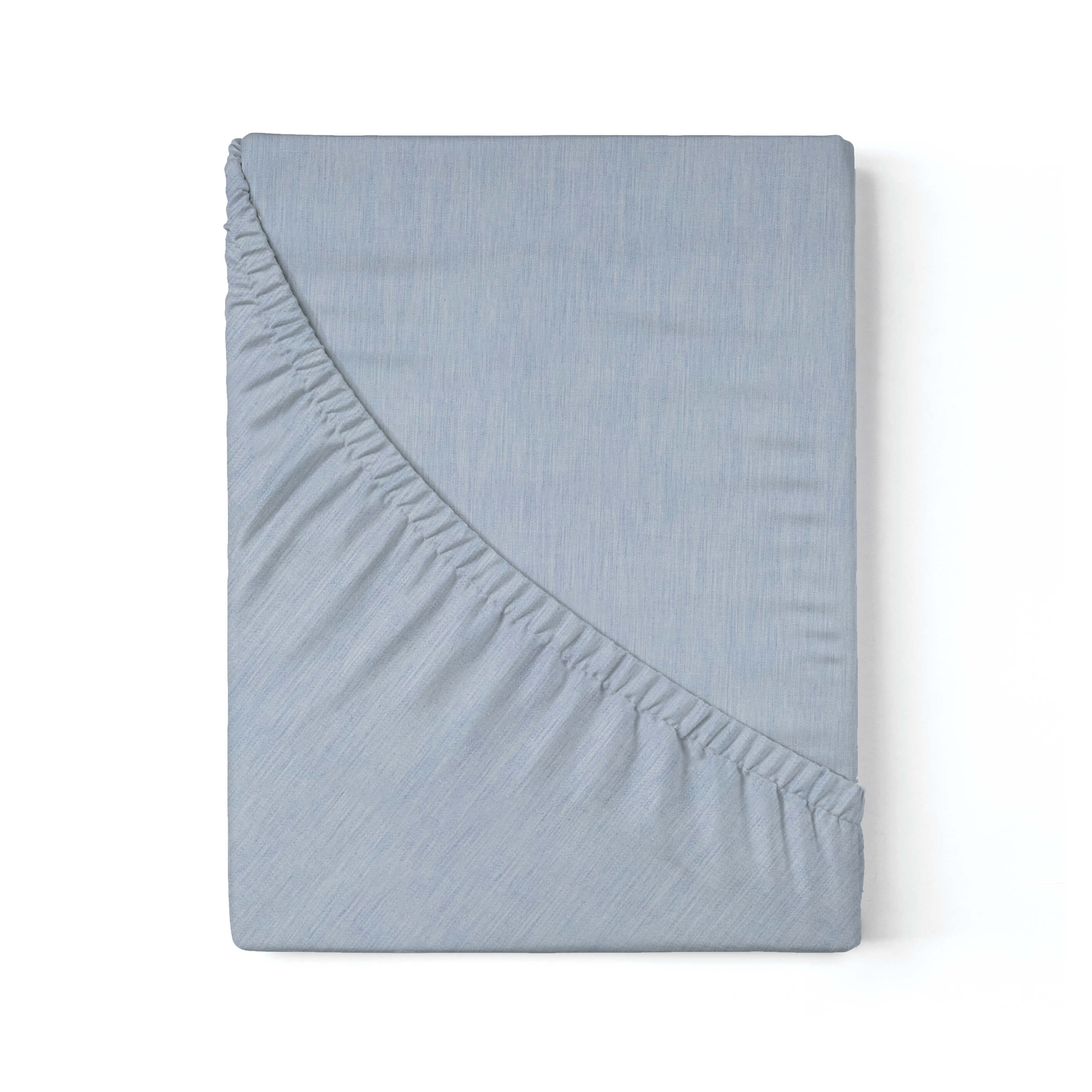 AIZOME Crib Fitted Sheet Natural Indigo Folded