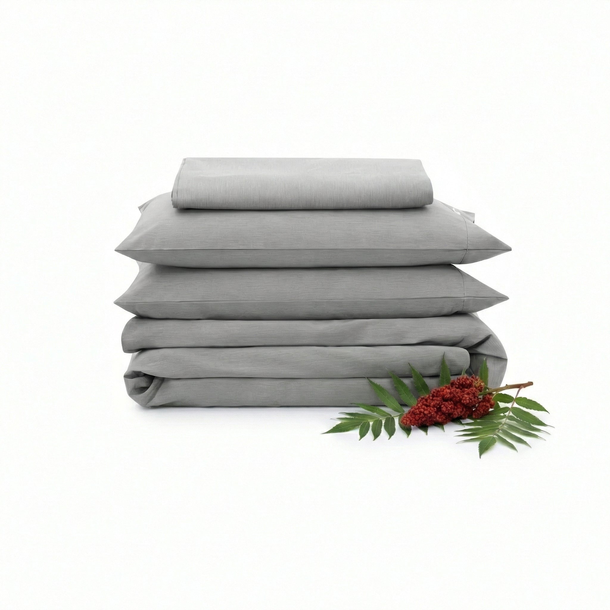 Organic Duvet Cover Set - color:silver-sumac