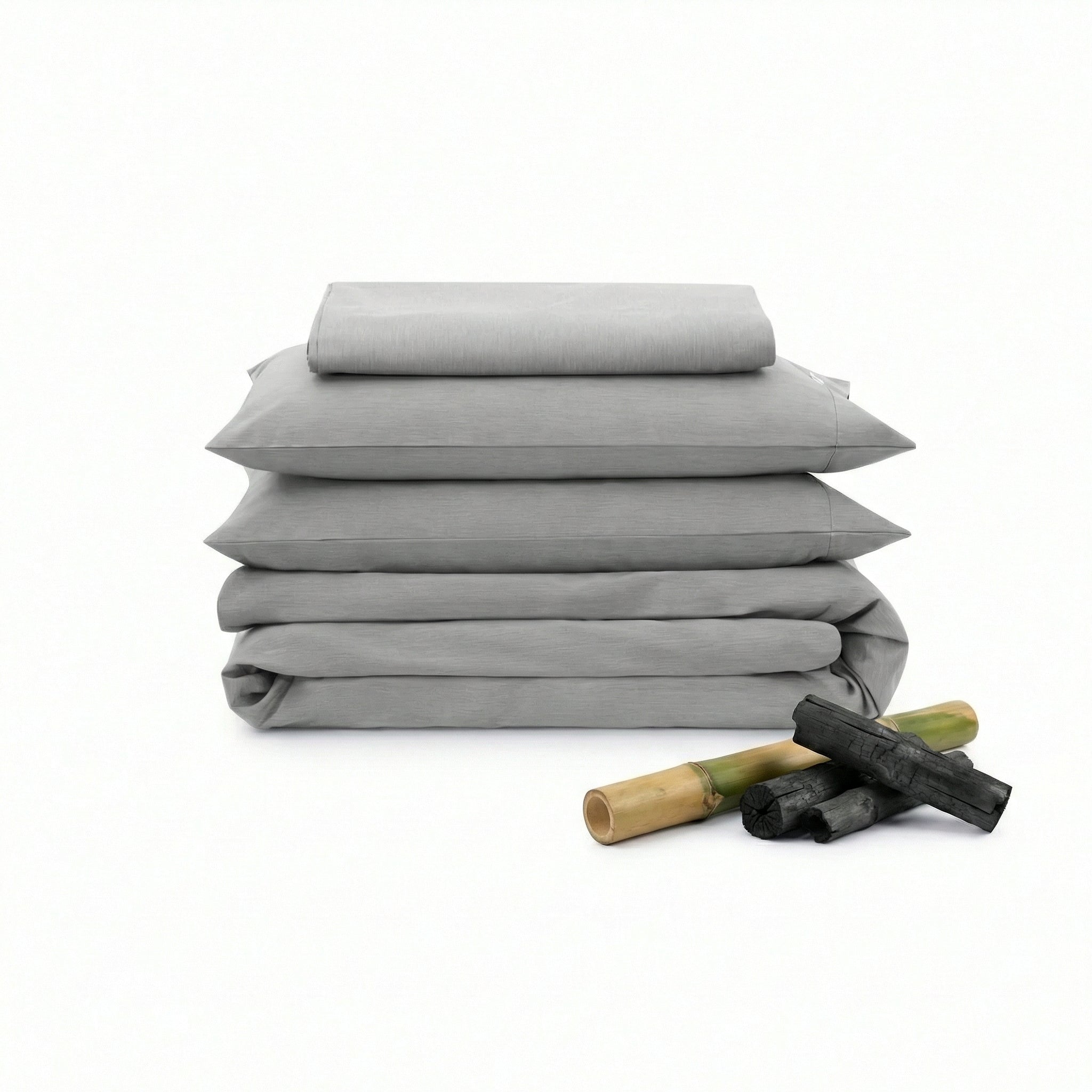 Organic Duvet Cover Set - color:carbon-haze