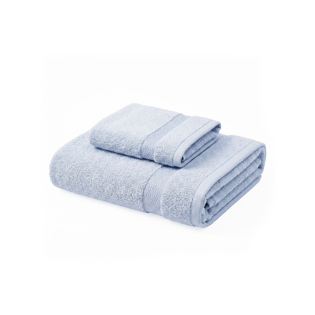 Organic Towel Set - color:natural-indigo