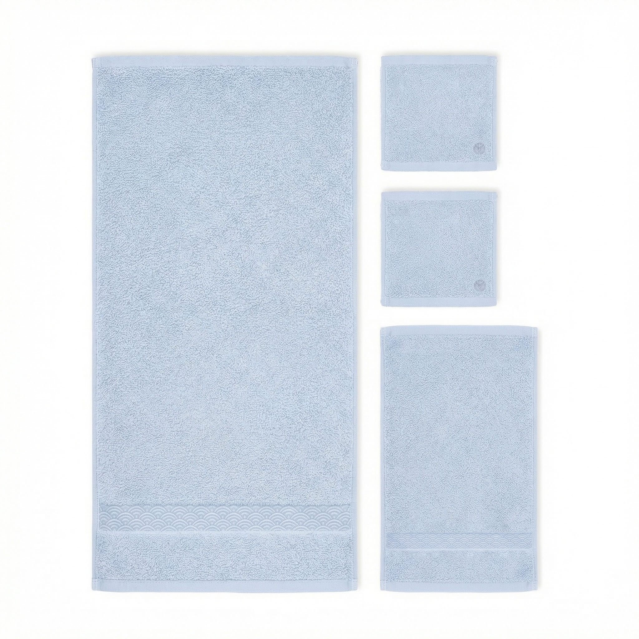 Organic Towel Set - color:natural-indigo