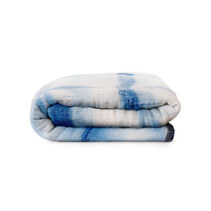 Bed Throw Yūgen in hand-dyed indigo.