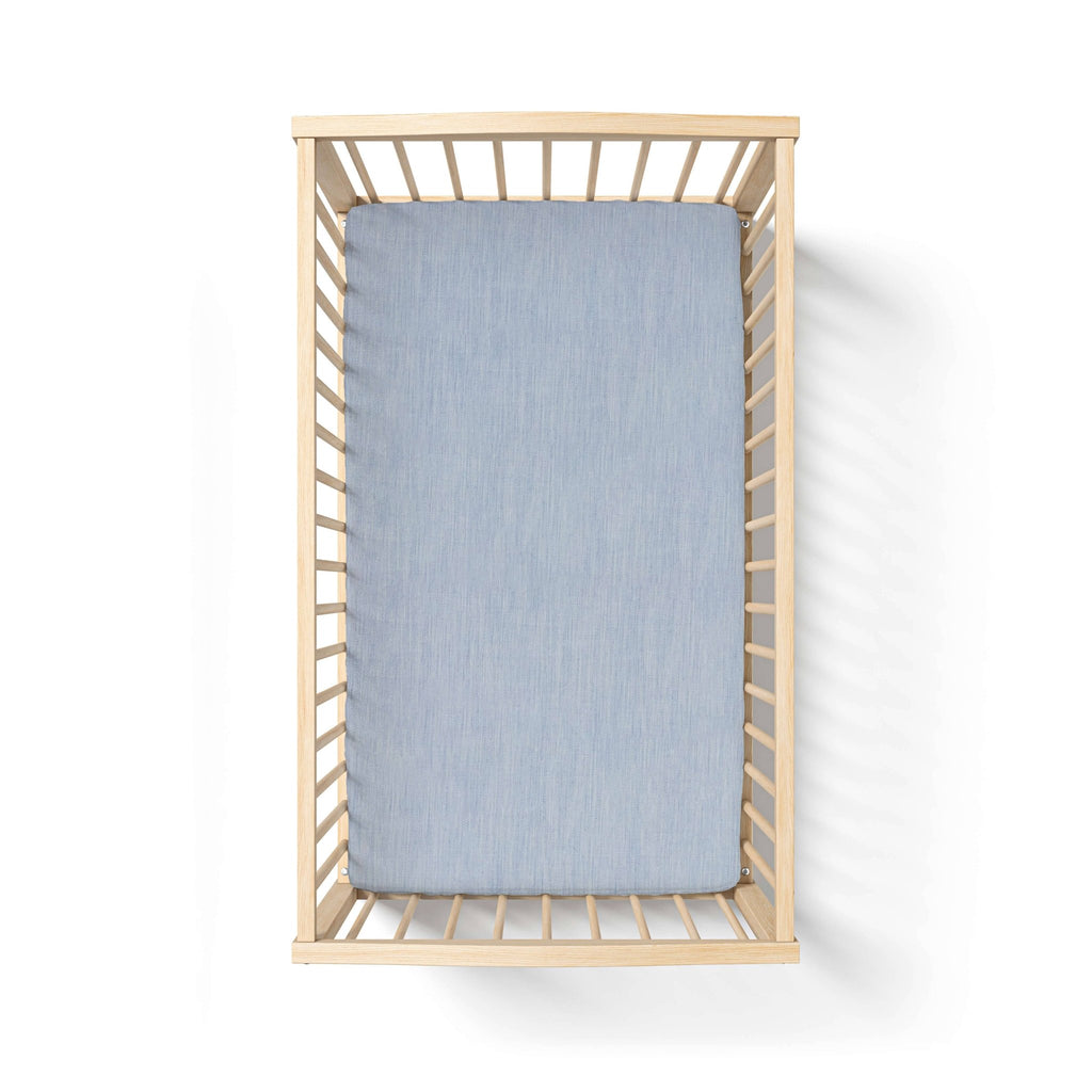 Organic Crib Fitted Sheet - AIZOME (North America) - AIZOME color:natural-indigo