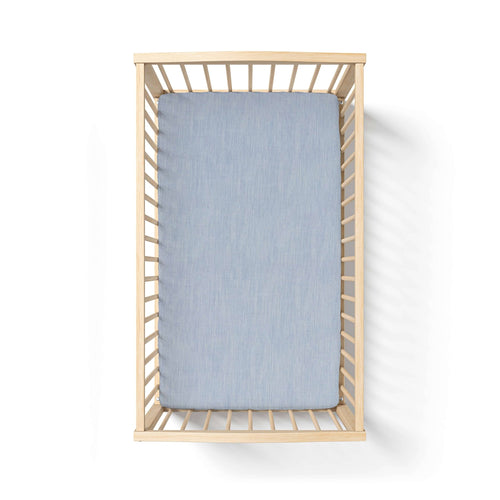 Organic Crib Fitted Sheet - AIZOME (North America) - AIZOME color:natural-indigo