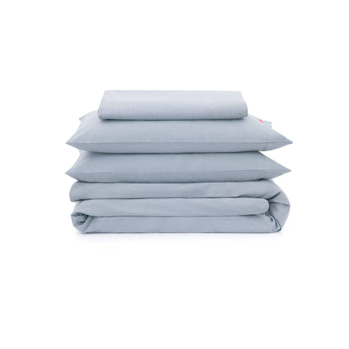 Organic Duvet Cover Set - color:natural-indigo
